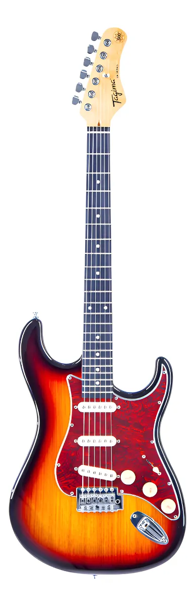 Guitarra Eléctrica Tipo Stratocaster Tagima, Color Sombreado con Mica Vino, Cuerpo Tilo Americano, Cabeza y Brazo Arce, Diapasón Madera Técnica, Pastillas 03 SC USA TG-500-SB-DF-TT