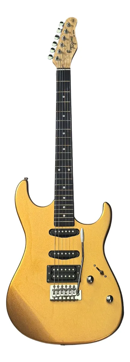 Guitarra Eléctrica Tagima Cuerpo de Tilo, Brazo de Arce, Diapasón de Madera Técnica, con 2 Pastillas Single Coil y 1 Humbucker, Selector de 5 Pasos, Color Amarillo Metálico TG-510-MGY-DF