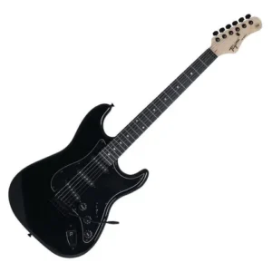 Guitarra Eléctrica Tipo Stratocaster Tagima, Color Negro con Mica Negra, Cuerpo Tilo Americano, Cabeza y Brazo Arce, Diapasón (Oscuro) Madera Técnica, Pastillas 03 Single Coils USA TG-500-BK-DF-BK