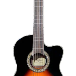 Guitarra Electroacústica Clásica con Corte Serie Walnut Tagima, Color Sunburst Brillante, Pastilla Tagima TEQ-8 4 Bandas y Afinador WS-10-EQ-DSBS