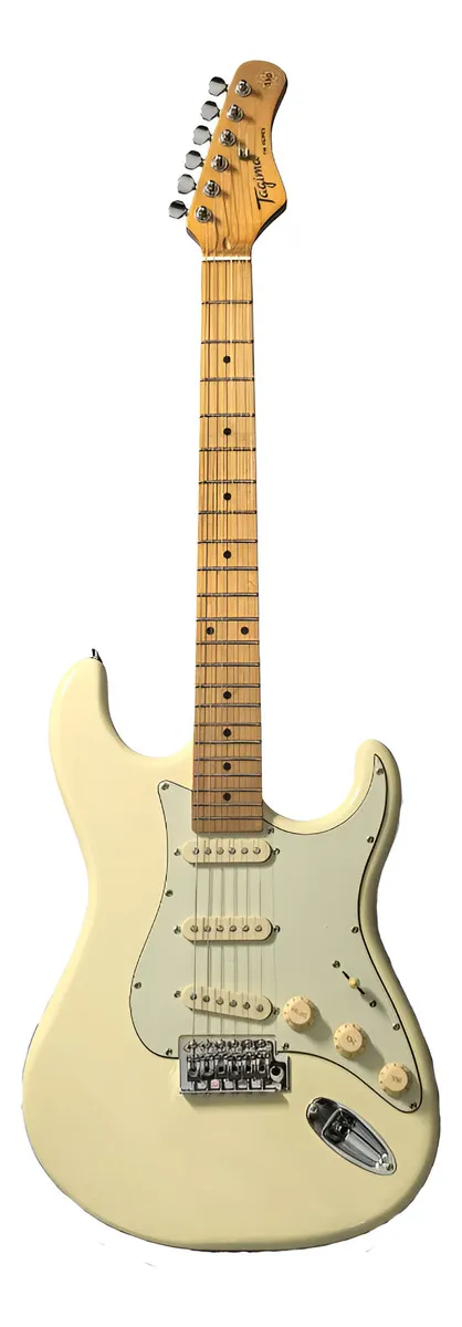 Guitarra Eléctrica Tipo Stratocaster Tagima, Color Blanco Vintage con AWH Mica Blanco Avegentado, Cuerpo de Tilo Americano, Cabeza y Brazo Maple Barnizado, con 3 Pastillas Single Coils USA TG-530-OWH-LF-AWH