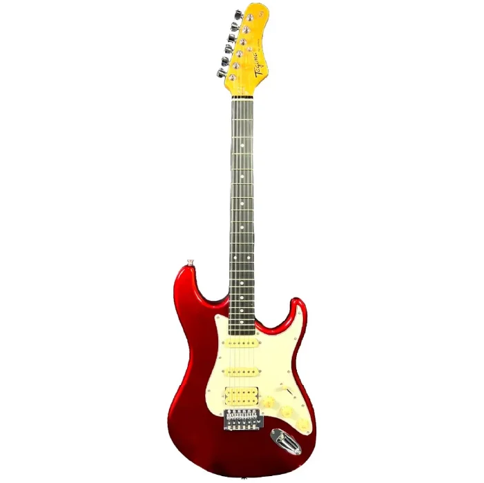 Guitarra Eléctrica Tipo Stratocaster Tagima, Color Rojo Metálico con Mica Blanco Avejentado, Cuerpo Tilo Americano, Cabeza y Brazo Maple Barnizado, Diapasón Madera Técnica, con 2 Pastillas Single Coils USA TG-540-MR-LF-AWH