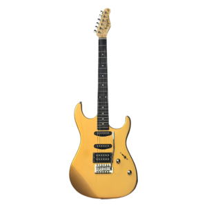 Guitarra Eléctrica Tagima Cuerpo de Tilo, Brazo de Arce, Diapasón de Madera Técnica, con 2 Pastillas Single Coil y 1 Humbucker, Selector de 5 Pasos, Color Amarillo Metálico TG-510-MGY-DF
