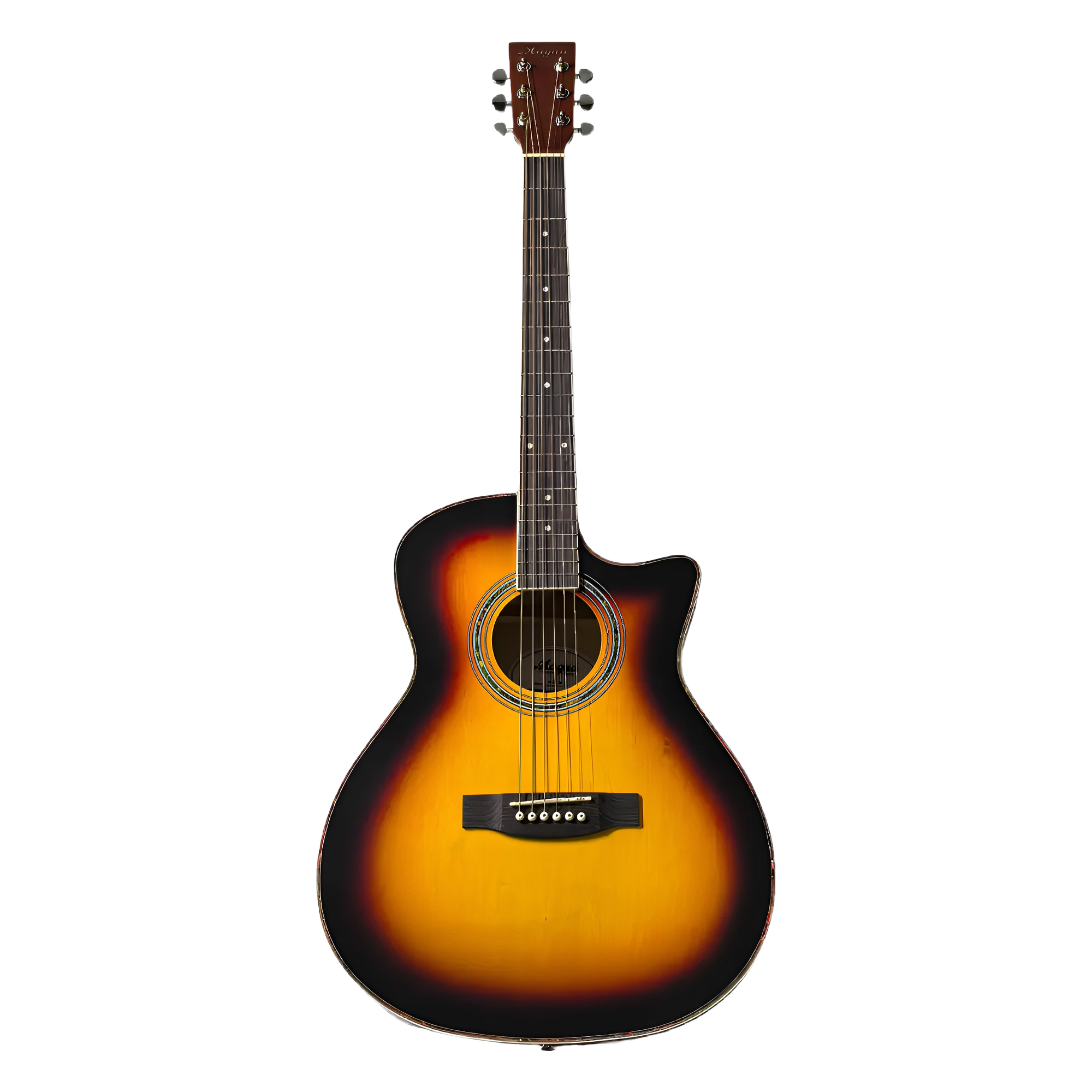 Guitarra Acústica Magna Cutaway 41 Pulgadas Tilo Sunburst Brillante M-83-SB